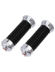 Grips 7/8 long 130mm Dots Black/Chrome Skull.